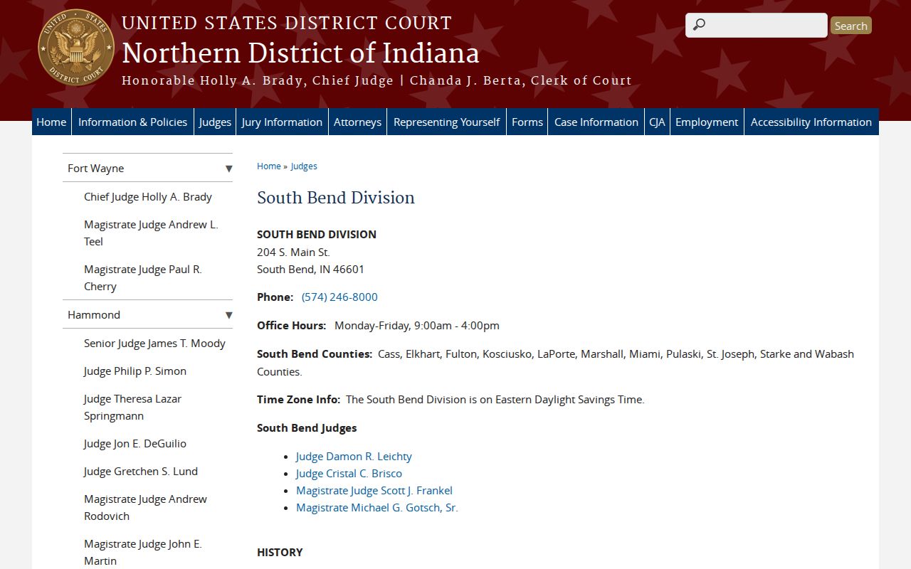 Roann court docket federal route to the South Bend Division