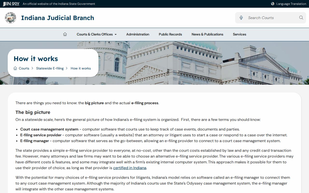 Wabash court docket filing process on Indiana court website