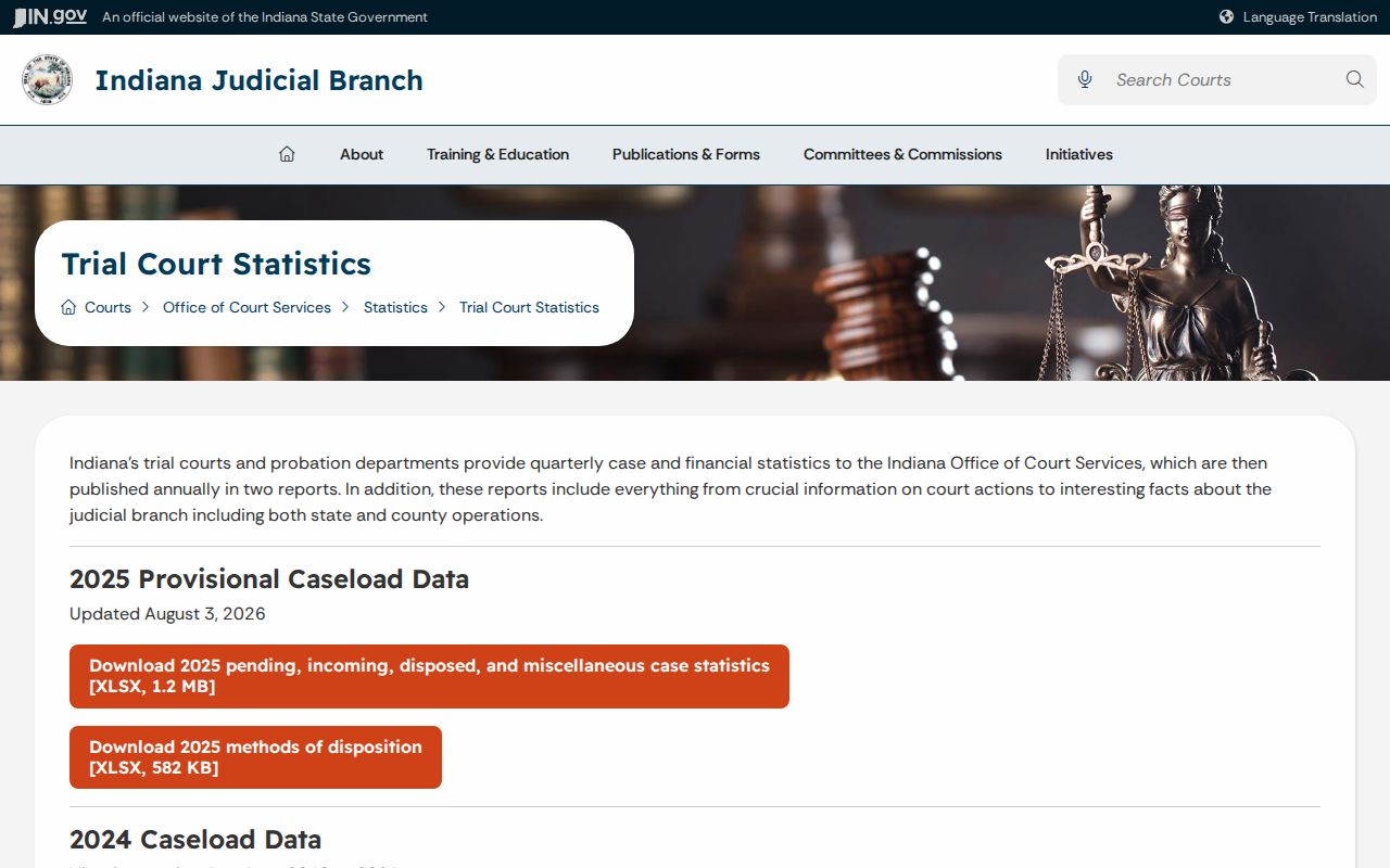 Wabash court docket source at Indiana trial court statistics page