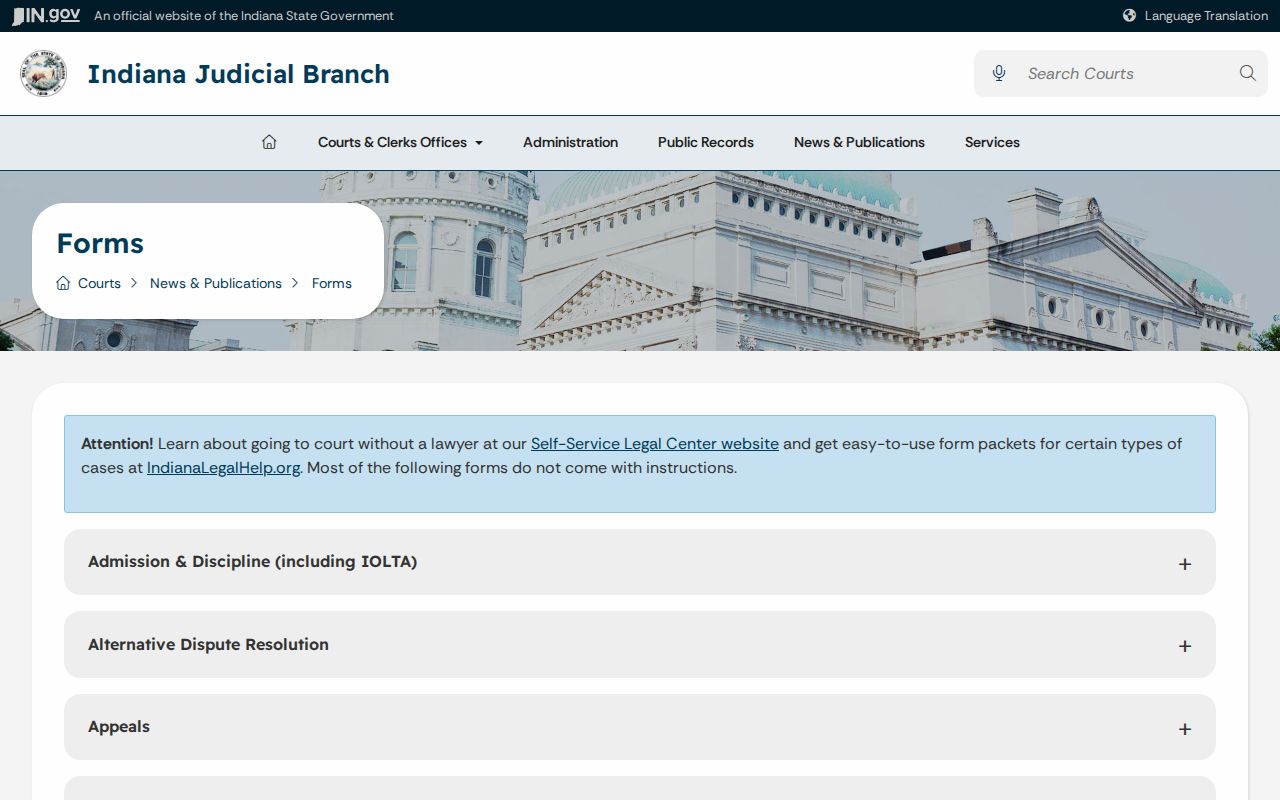 Wabash County civil docket Indiana court forms source