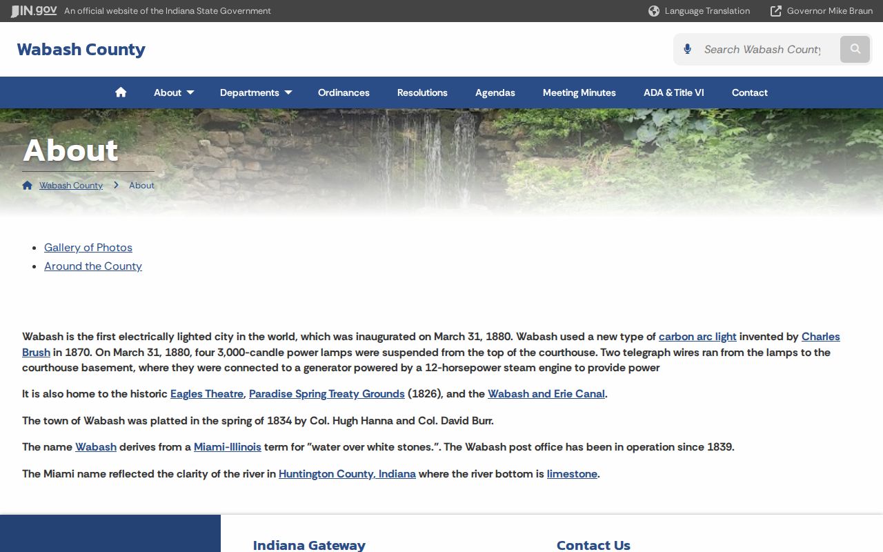 Official Wabash County history and government page