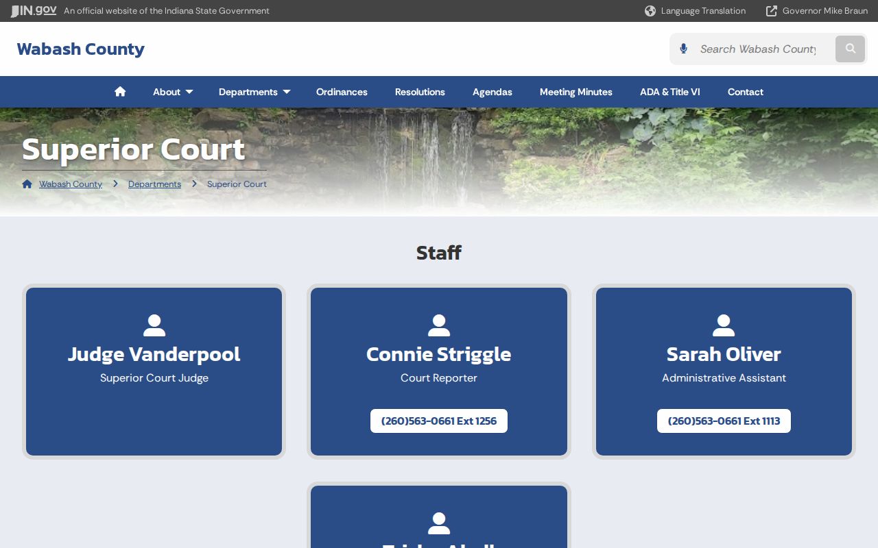 Official Wabash Superior Court information page