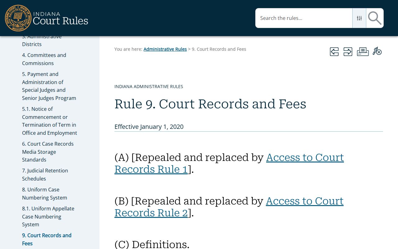 Indiana Administrative Rule 9 remote court record access